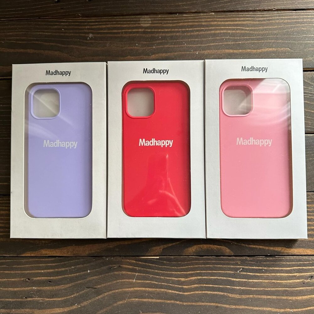 MADHAPPY iPhone 12/12 Pro Silicone Case Protector Purple/Pink/Red